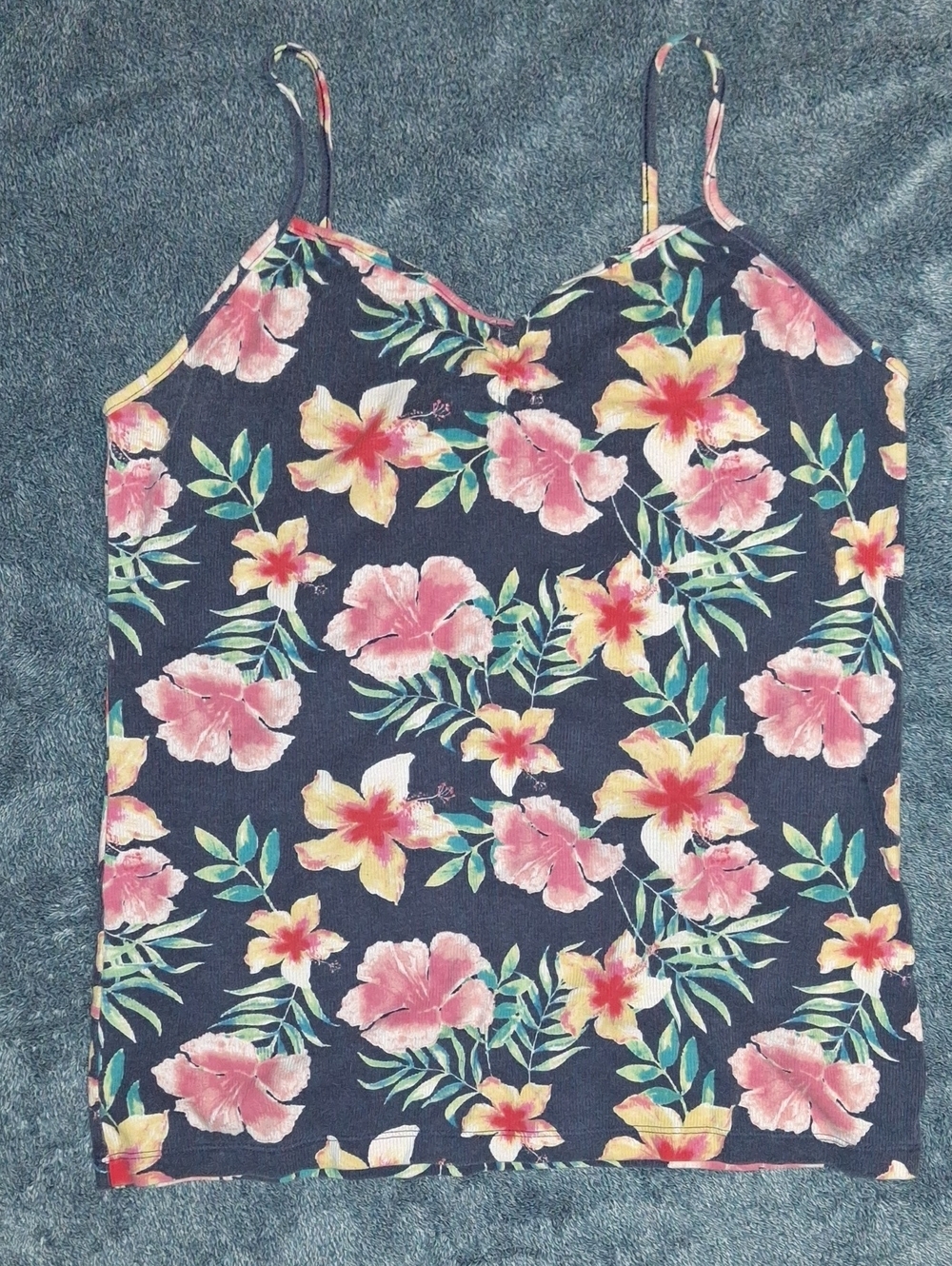No Boundaries Navy Floral Cami with Pink & Yellow Flowers